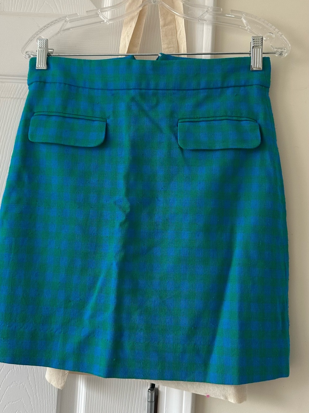 J Crew Green and blue Check Mini Skirt